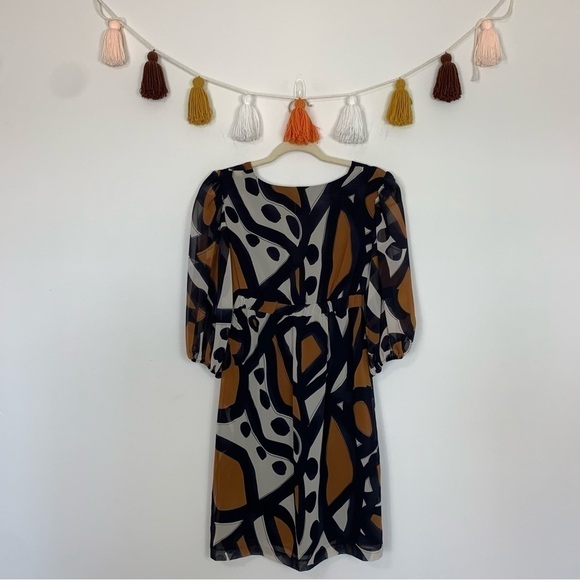 Eliza J Geometric Print Tie Waist Dress Size 6 Petite - Picture 16 of 16